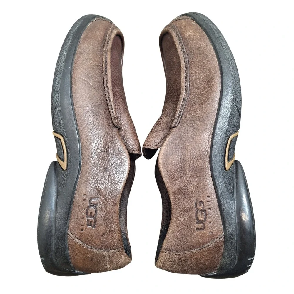 UGG‎ Australia Women's 7 Brown Leather Casual Slip On Moc Toe Loafers Shoes 5475